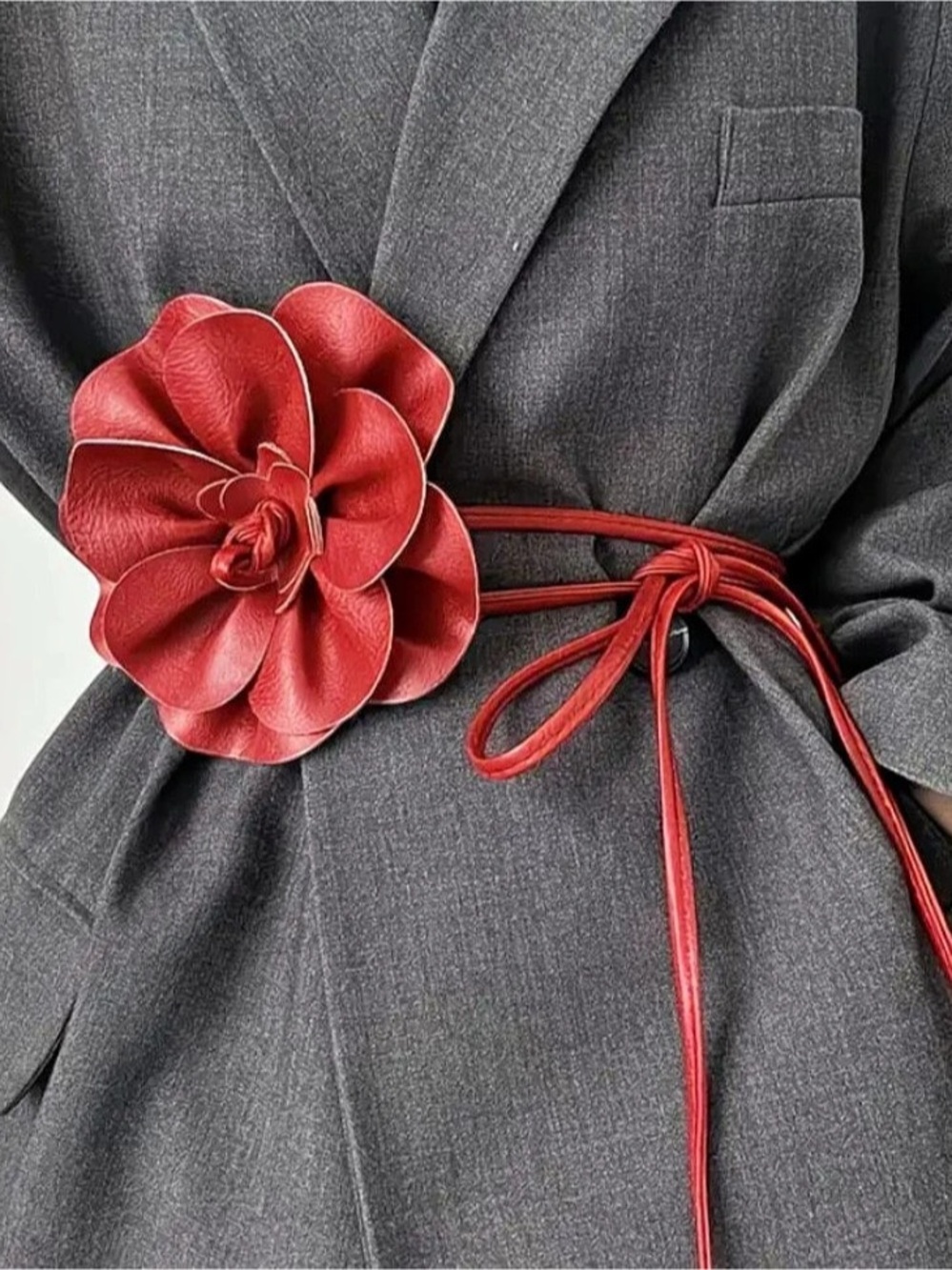 Red Floral Waist Belt